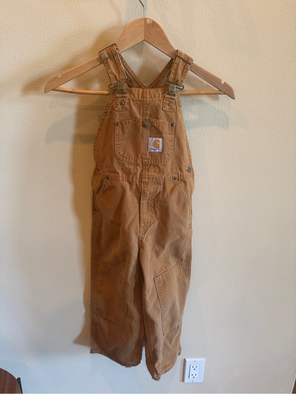 Carhartt. Classic brown kids overall size 6.